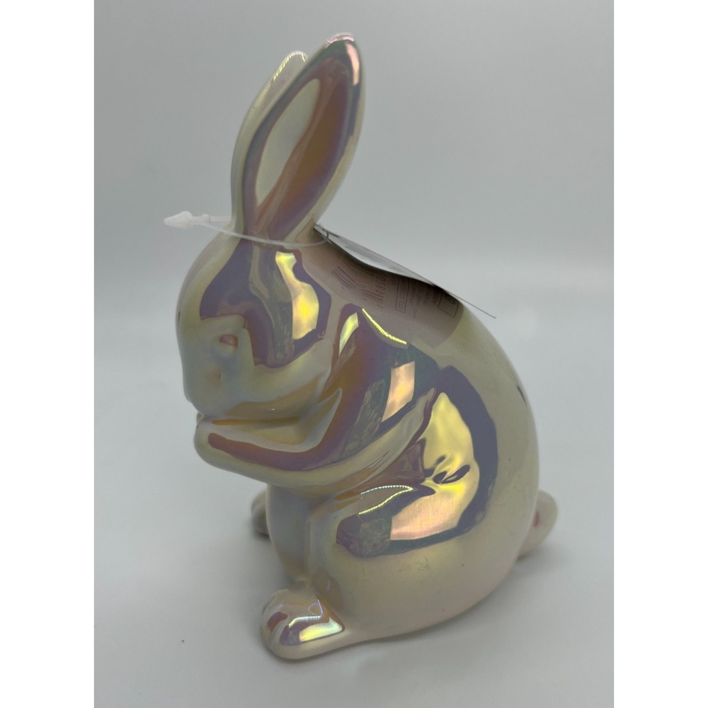 Target Bullseye 5" Off White Ceramic Pearl Iridescent Bunny ~ Spring Easter 2024